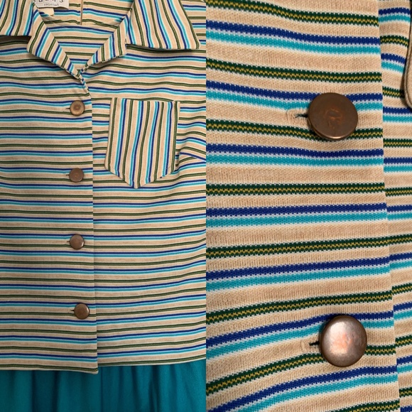 Vintage 70s short sleeve striped a-line dress with matching jacket size S - Picture 7 of 8